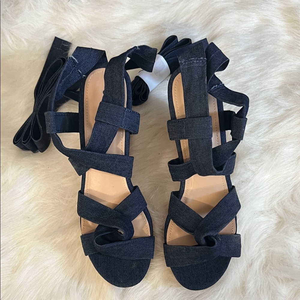Denim Strappy Sandals